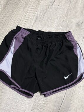 Nike Black Athletic Shorts with Purple Trim